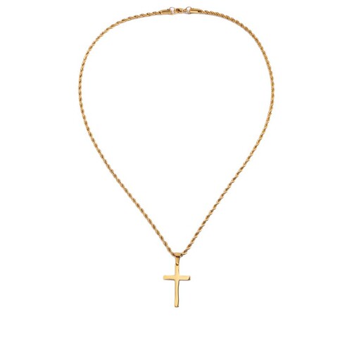 Titanium steel necklace, stainless steel men's high-end sense, twisted chain cross necklace, fashionable and versatile, does not fade pendant, wholesale