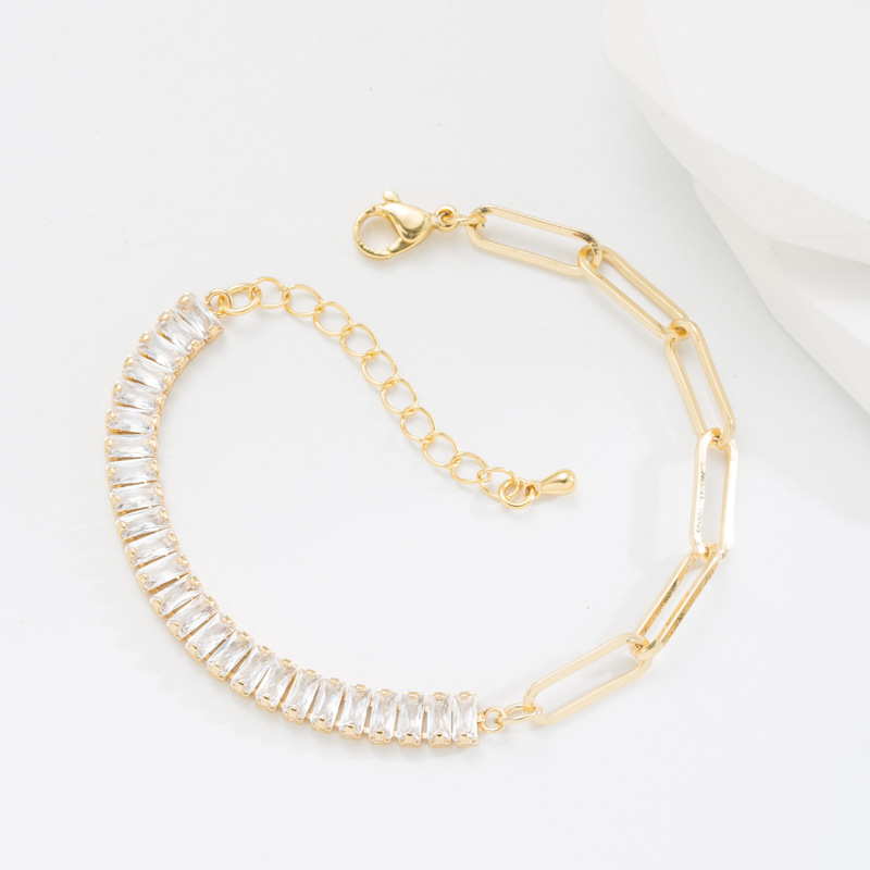 Fashion Square Copper Bracelets Inlay Zircon Copper Bracelets