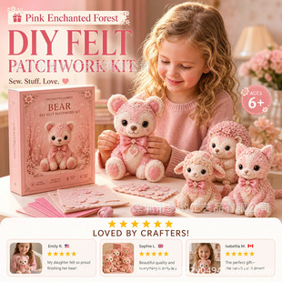 �羳�¿�Pink DIY Felt Patchwork Kit��ɫ�ֹ�ë��ƴ�����ϰ�