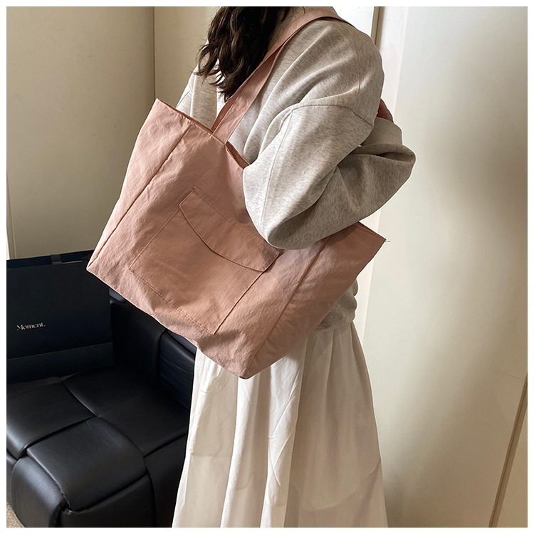 Cross-border laid-back style nylon bag for women 2025 new casual large-capacity shopping handbag, simple and lightweight single-shoulder bag undefined