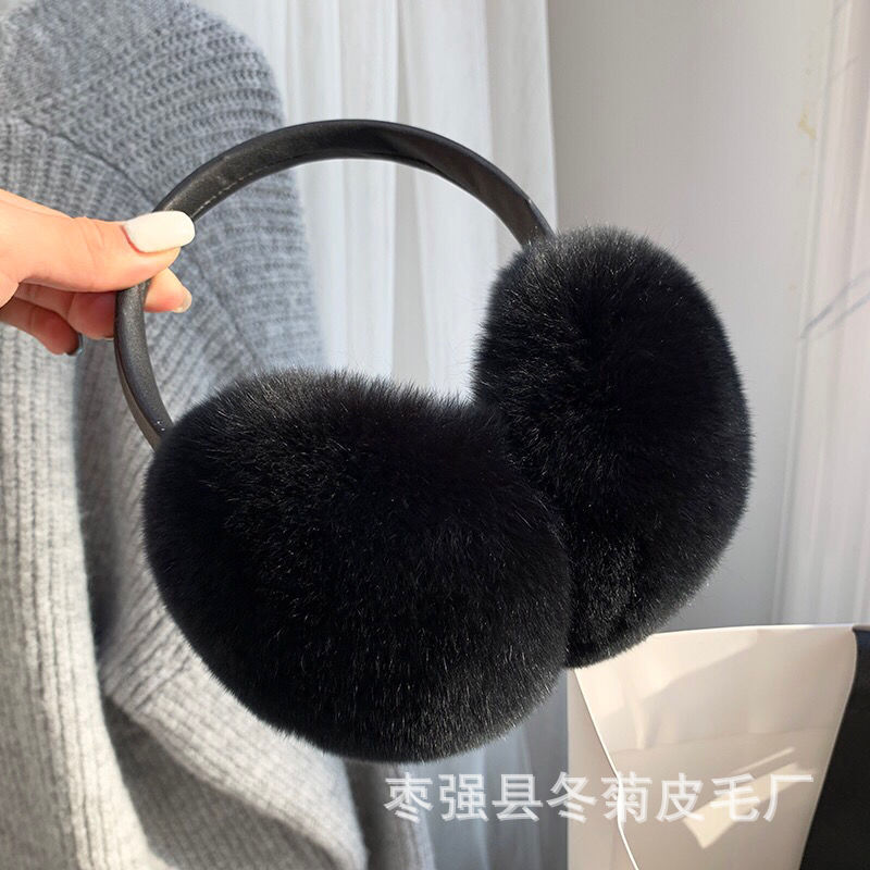 Korean INS rabbit fur ear cover for women, warm winter ear warmer, simple grass ear muff, adjustable