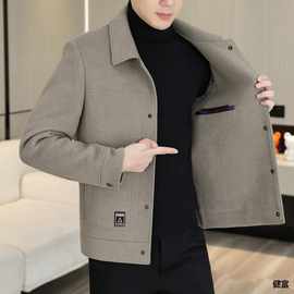 啄木鸟羊绒毛呢大衣男短款外套2025秋冬加厚可脱卸羽绒内胆呢子服