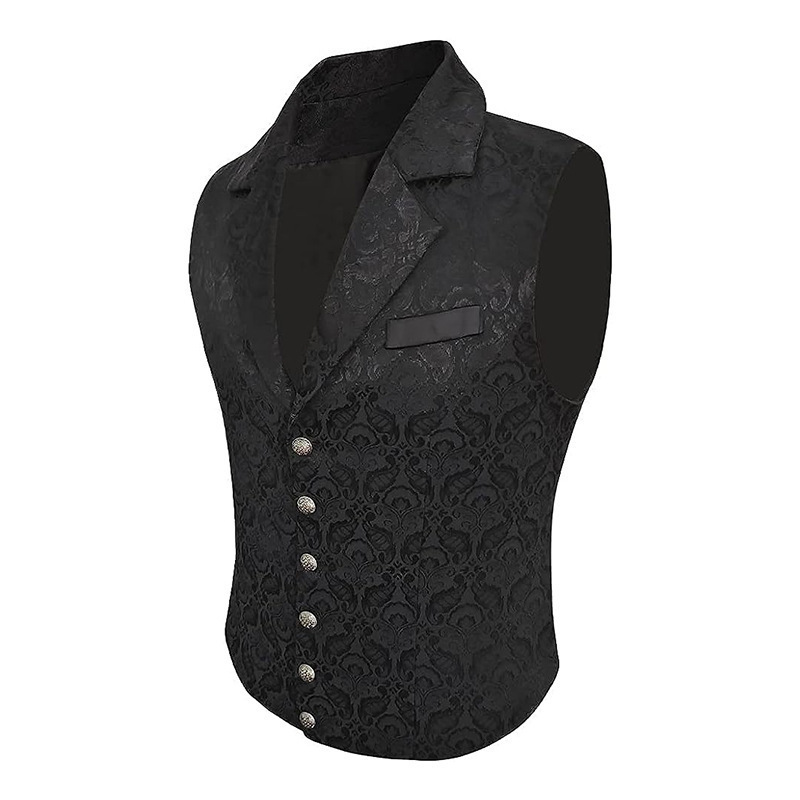 Men's Slim Fit British Style Vest - Single Breasted Formal Waistcoat With Notch Lapel (Black, M-3XL) | Wrinkle-Resistant Acrylic Blend_voghion.com