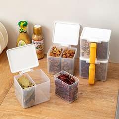Kitchen Countertop Food Spice Storage Box Transparent Lid Spice Storage Box Plastic Multi-Compartment Divided Storage Box