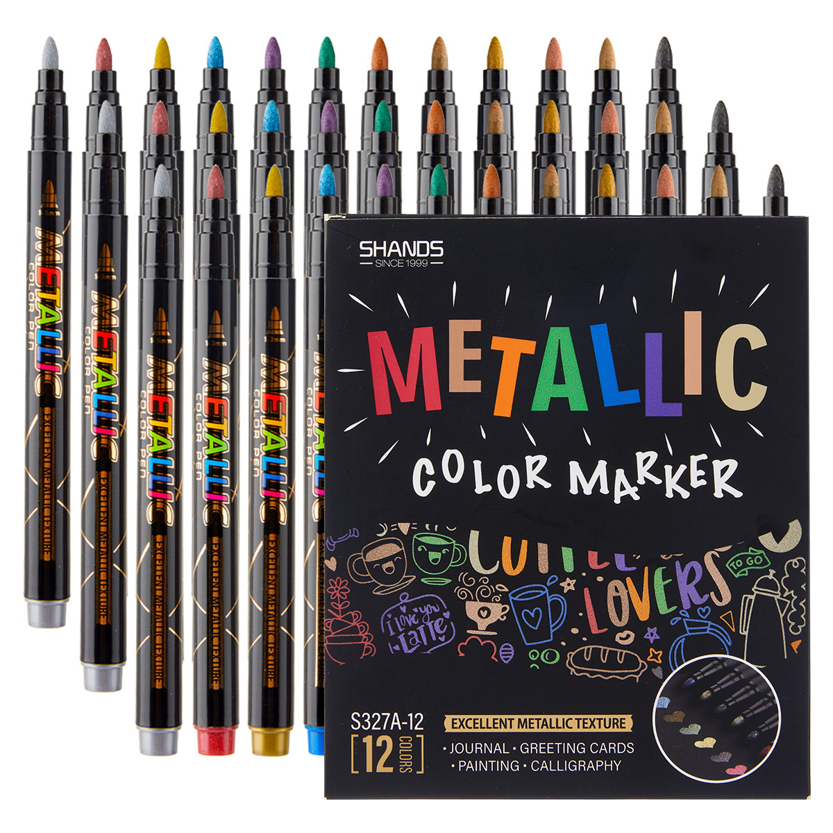 New 12-Color Painted Graffiti Ceramic DIY Painting Marker Pen Waterproof Quick-Drying Metallic Color Signature Pen Cross-Border