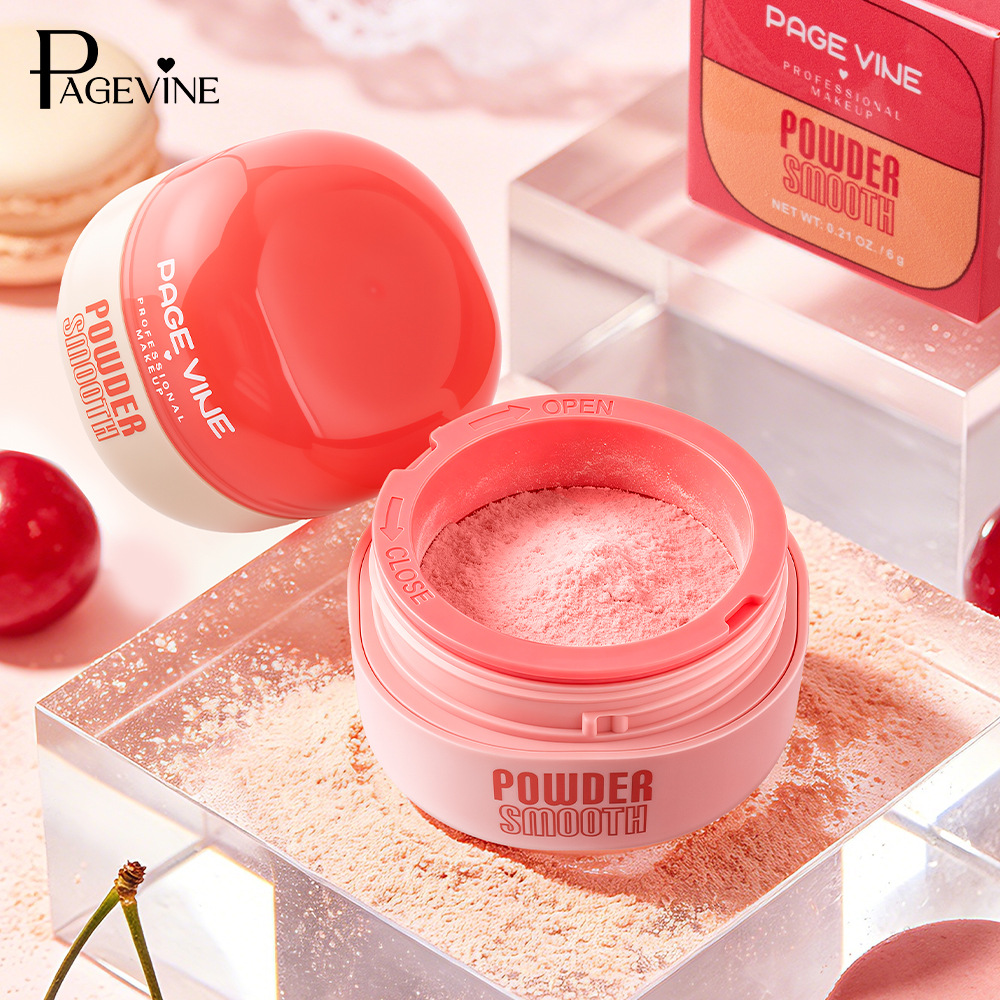 El polvo de maquillaje PAGE VINE transfronterizo es un polvo fino y ligero que se ajusta a un maquillaje mate suave y refrescante.