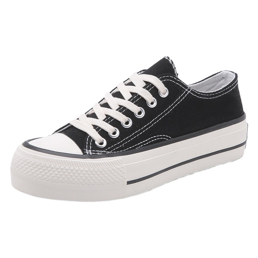 Autumn 2024 thick-soled low-top canvas shoes women's ins trendy shoes platform shoes student height-increasing shoes ins board shoes R55