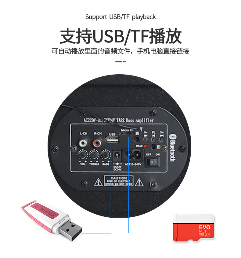 5 inch 6 inch 8 inch 10 square car audio 12V24V220V mobile phone Bluetooth car card subwoofer speaker