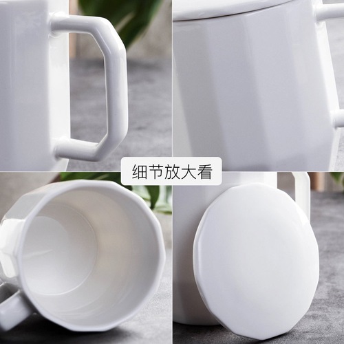 T9J5 wholesale ceramic breakfast mug with covered spoon drinking cup female high-looking couple water cup tea cup coffee