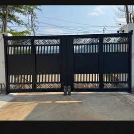 铁艺大门庭院门欧式家用电动别墅门农村院子围墙对开门户外大铁门