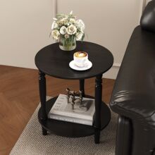 复古法式实木茶几客厅沙发卧室中古床头阳台小桌子奶油置物架角几