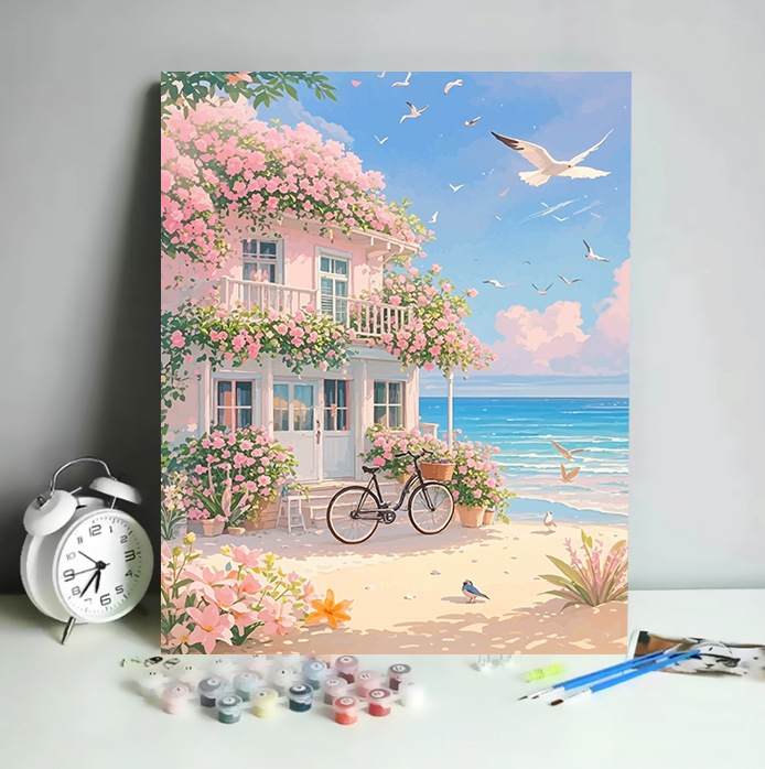 デジタル油絵 diy 手描き風景花宮崎駿手描き装飾絵画工場卸売油絵|undefined