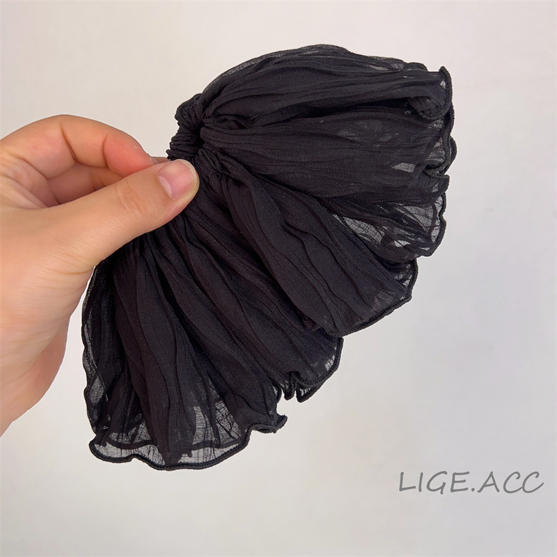 Elastic de păr scrunchie plisat accesorii alb negru versatile_voghion.com