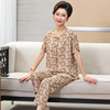 Pijama for elderly for mother, trousers, cardigan, set, 24 years, for middle age, with short sleeve, floral print