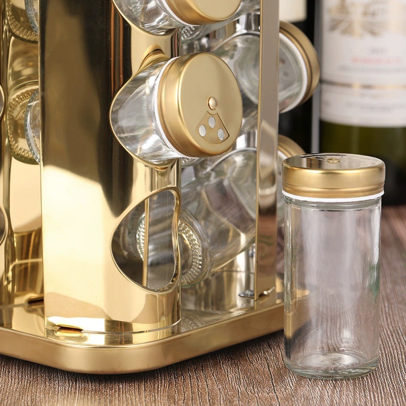 Botella doméstica multicapa de acero inoxidable para parrilla con condimento de rotación de 360 grados, estante de almacenamiento de especias de cocina