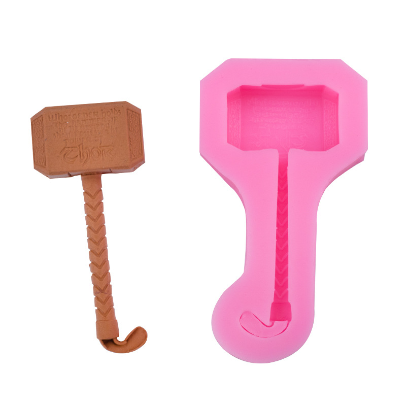 Thor martillo modelado molde de silicona huevo decoración chocolate molde DIY creativo hornear arcilla molde de cerámica suave