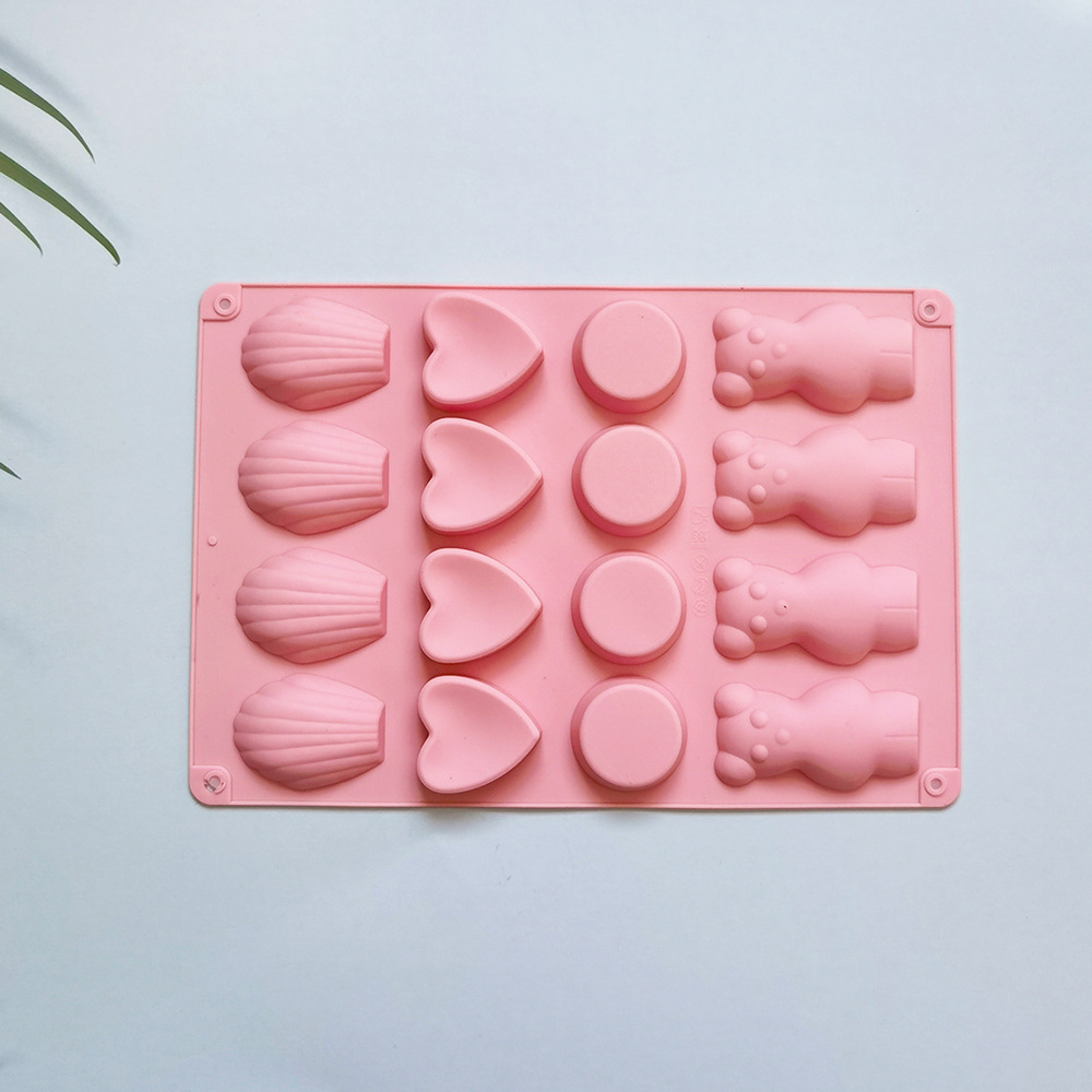 16 cuatro grupos de amor de oso 8 molde de silicona pastel helado pudín molde de postre jabón utensilios