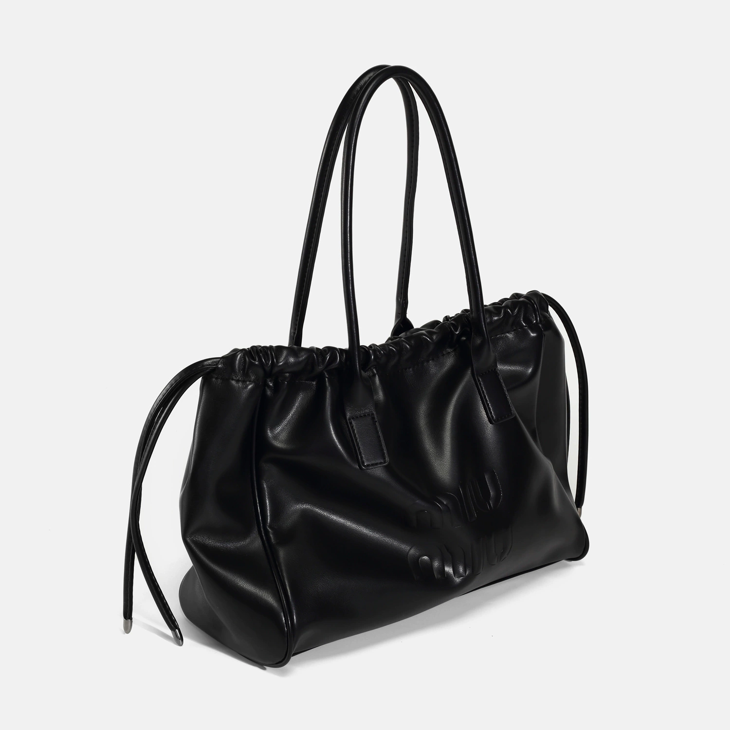 One-shoulder bag, high-end, black, premium finish drawstring top