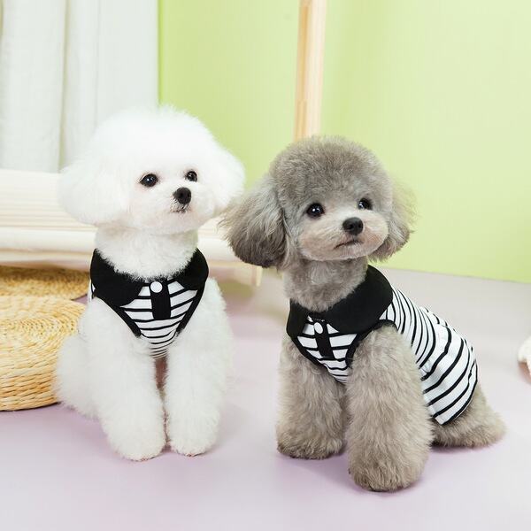 Pet Clothes Spring and Summer Stripe T-shirt Breathable Dog Clothes…