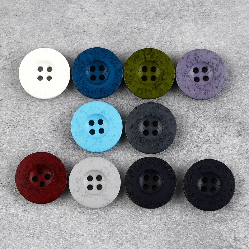 Rough Texture Wide-Edge Resin Buttons in Dirty-Style Finish, Available in Taro Purple, Vintage Green, and Simple Gray for Workwear Vests