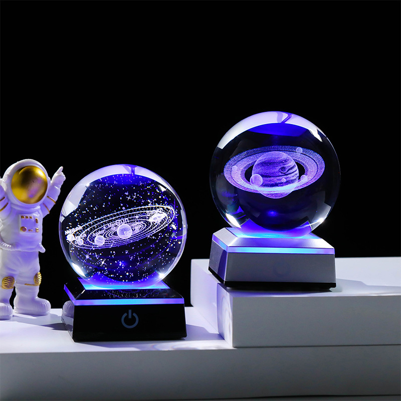 Creativo 3D talla interior bola de cristal luminosa luz de la noche decoración de escritorio dormitorio artesanía atmósfera romántica luz de la noche