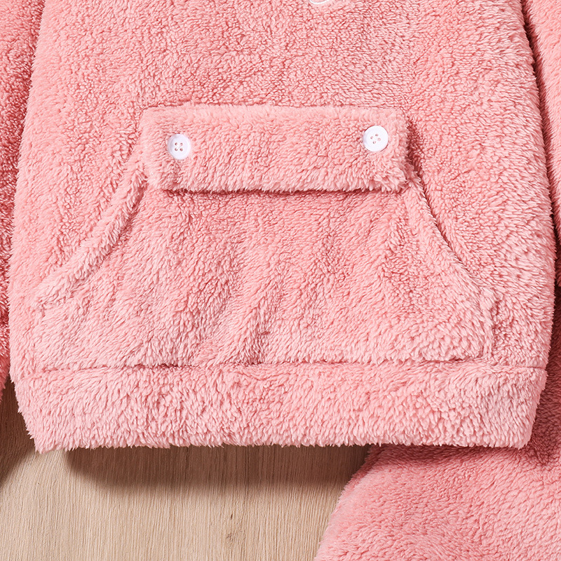 Kinder Frühjahr Neue ärmeln Kapuzenpullover Lange Hosen Plüsch Casual Zwei stück Set für Mädchen_voghion.com