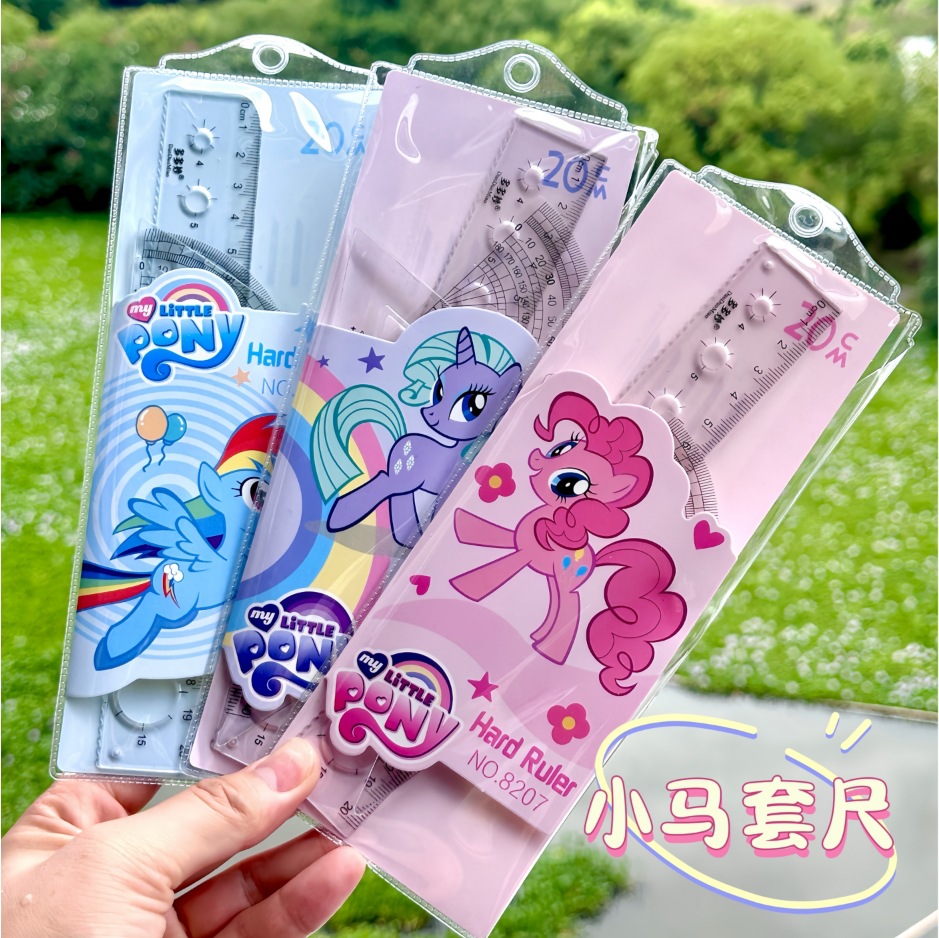 Kapibala Set Regla de tablero triangular de pony Regla Papelería multifuncional para estudiantes Herramientas de pintura Conjunto de reglas para exámenes