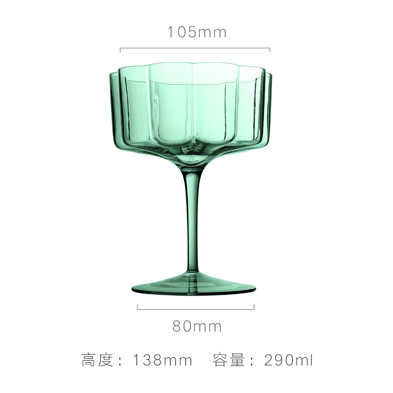 中古法式花瓣高脚杯高颜值起泡香槟杯红酒杯玻璃杯雪糕杯甜品杯子|undefined