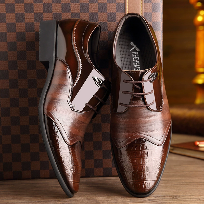 Кожаные туфли REEHEMES на шнуровке, весенние мужские туфли, модные туфли с острым носком, деловые классические туфли из лакированной кожи, свадебные туфли в британском стиле