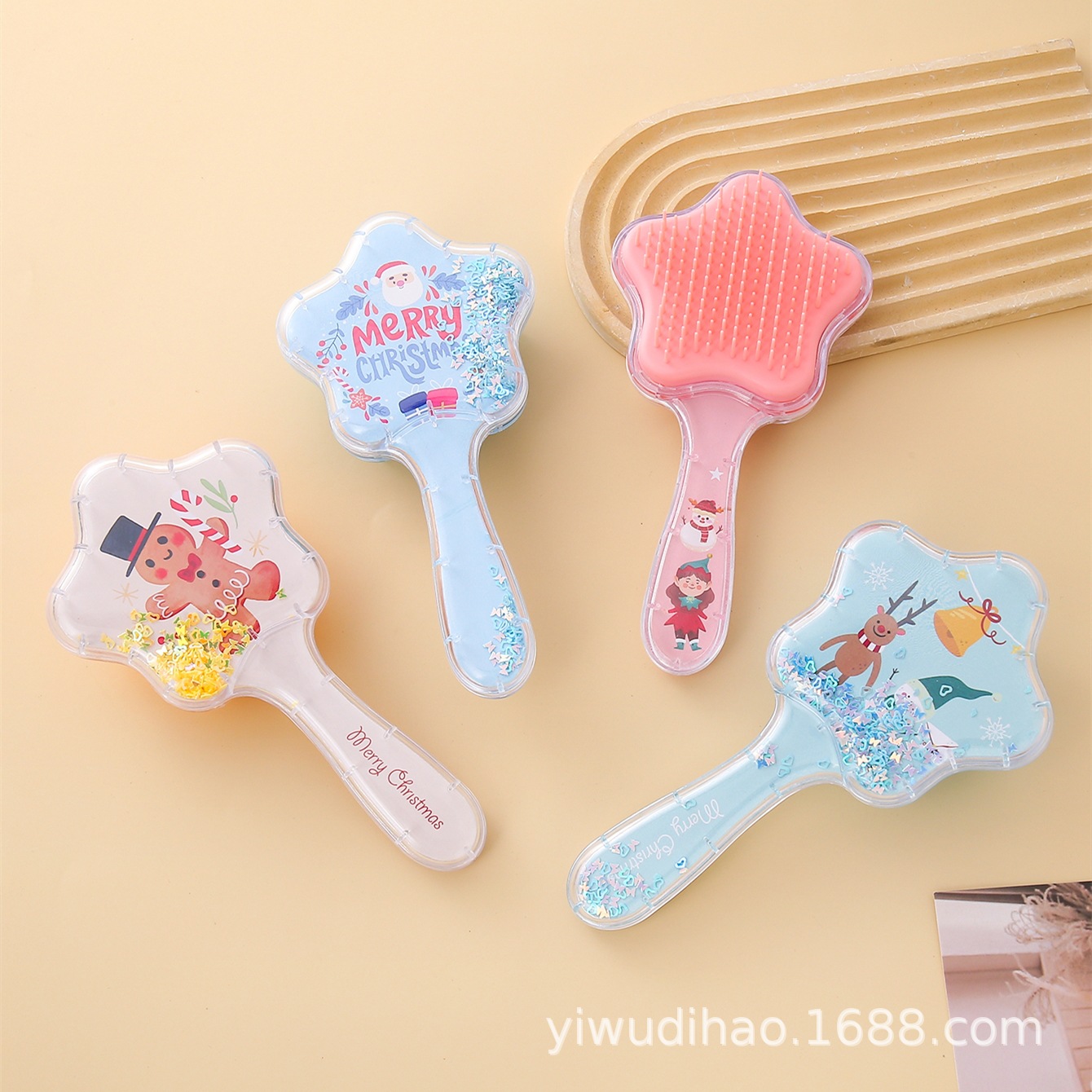 Spot holiday Christmas star glitter transparent comb gingerbread man…