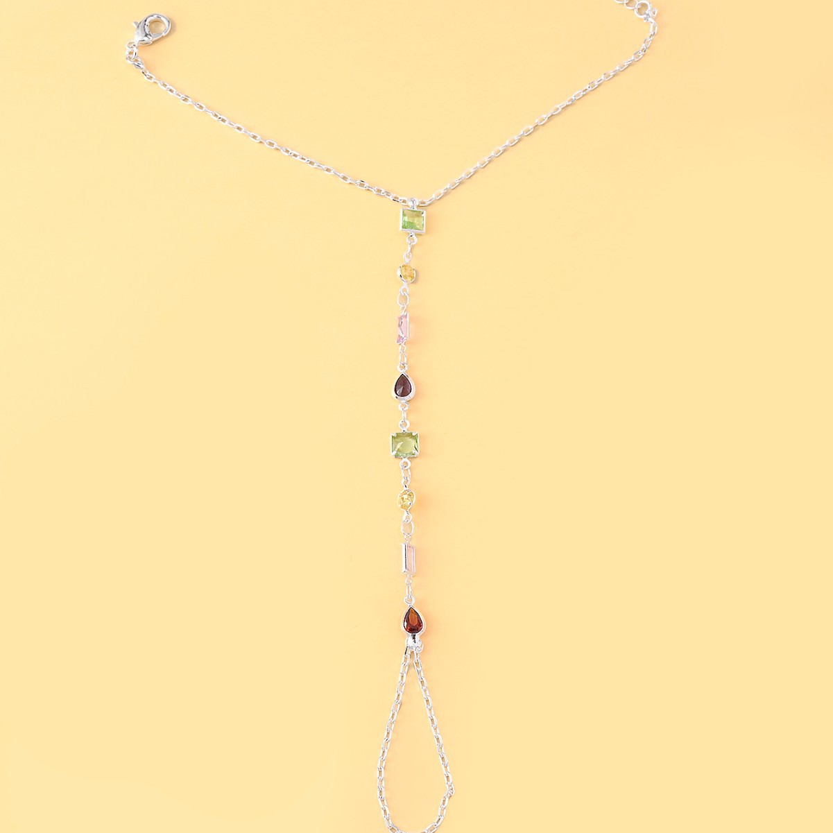 Simple Colorful Geometric Rhinestone Finger Bracelet For Women_voghion.com