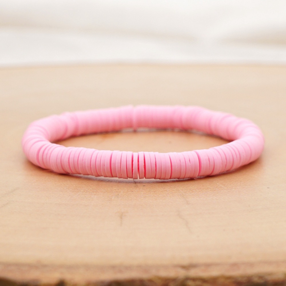 Bohemian Solid Color Clay Elastic Rope Bracelet Jewelry display picture 2