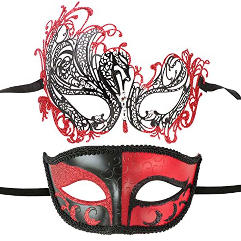 Amazon pop carnaval pareja máscara de baile de maquillaje hombre venecia máscara de halloween mitad cara pintada