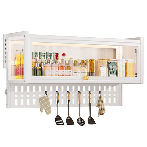 Hole-free kitchen storage rack multi-functional wall-mounted microwave oven anti-tip storage rack condiments pots under the wall cabinet