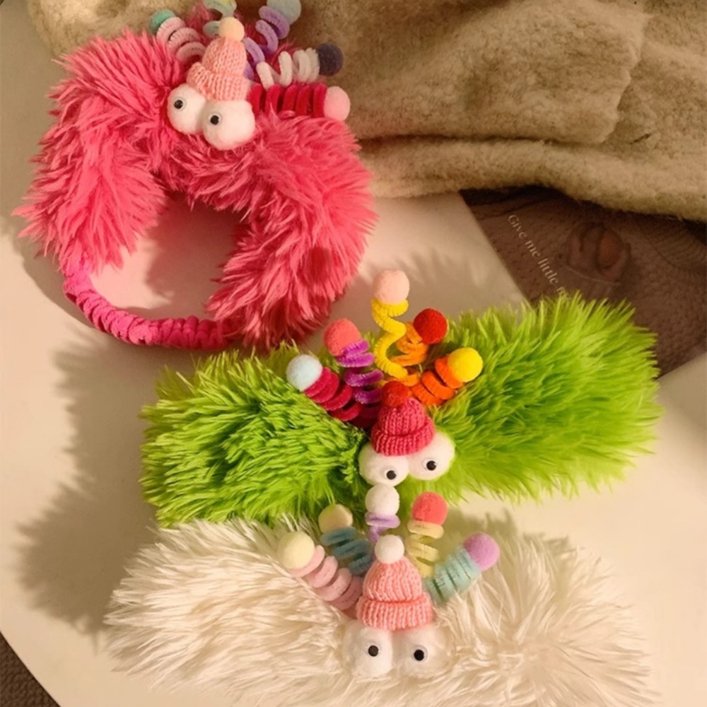 Divertido Twisted stick diadema lindo peluche pequeño monstruo cara lavado pelo banda grandes ojos con sombrero divertido antideslizante diadema