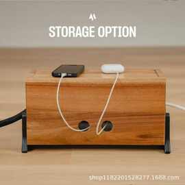 木制数据线排插电源线整理收纳盒实木理线集线器wifi路由器放置架