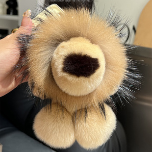 Wholesale Cute Rex Rabbit Fur Little Lion Keychain Pendant Plush Doll Doll Bag Bag Hanging Gift