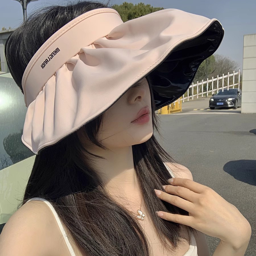 (2개) 여름 통기성 햇빛 반대로 자외선 공기 탑 모자 여성의 야외 여행 및 승마 태양 모자 접이식 쉘 모자