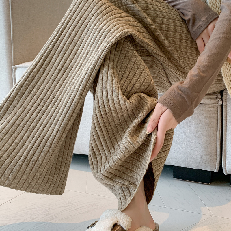 Pregnant Women's Pants for Autumn and Winter New Knitted Pit Straight Leg Pants Casual Lop Pants