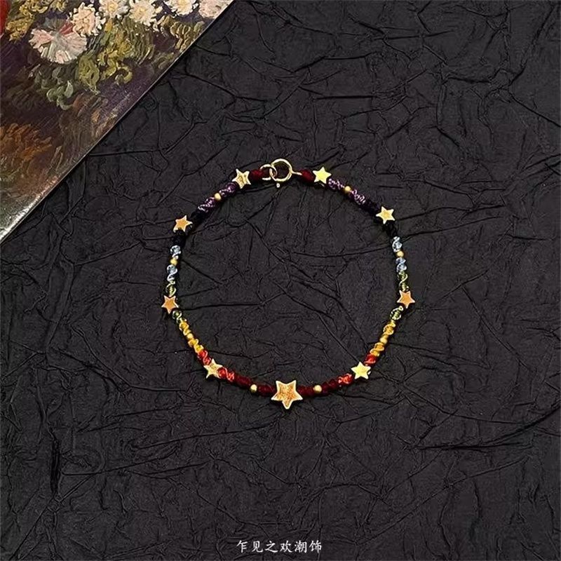 "Rainbow Memory" Lucky Star Colorful Braided Bracelet Niche High-Looking New Chinese Style Unique Design Bracelet