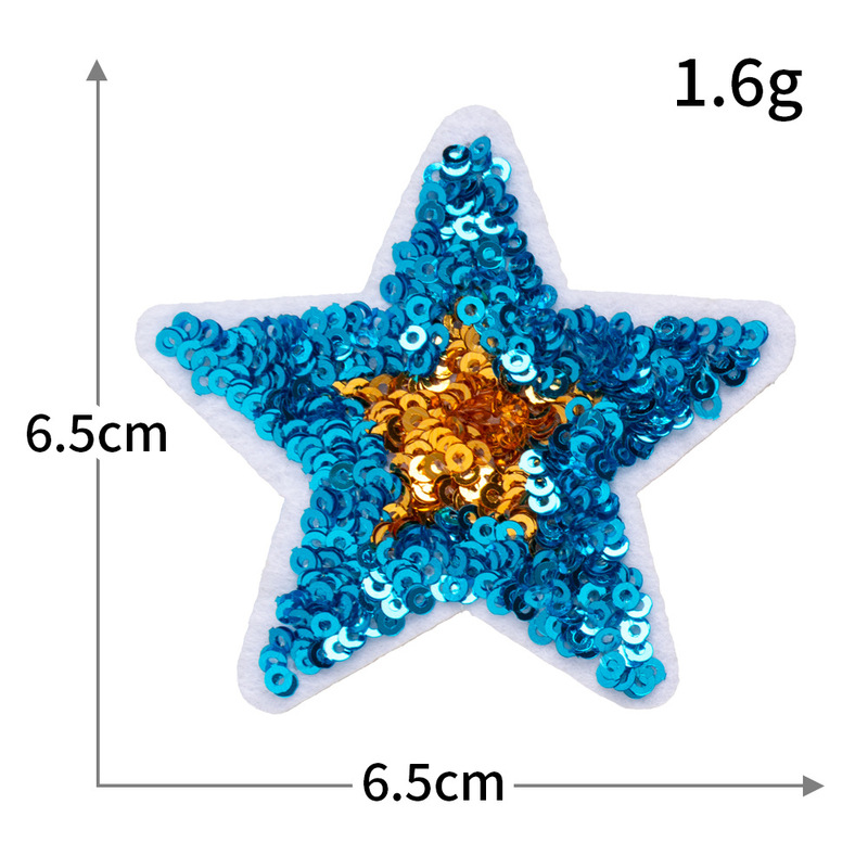 カラフルなスパンコールブティック刺繍布ステッカー五芒星シリーズコンピュータ刺繍衣類アクセサリー粘着装飾バッジ|undefined