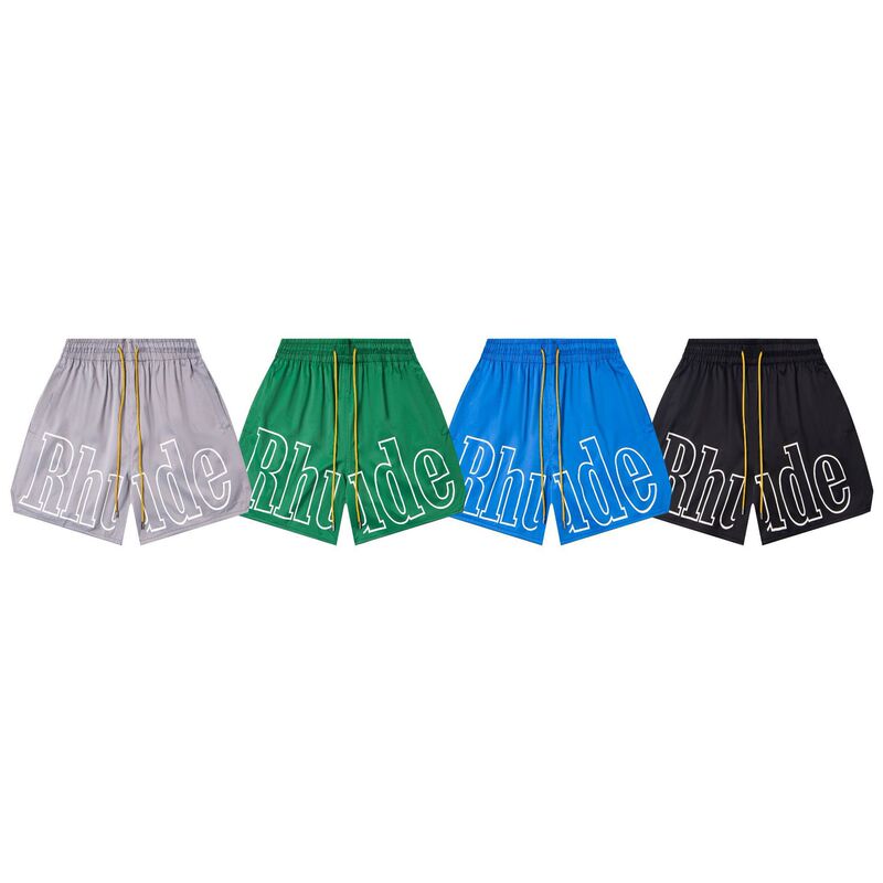 Cross-Border Rhude American-Style Trendy Quick-Dry Beach Shorts with Elastic Waist and Letter Print, Men's Loose Sports Shorts Cross-Border Rhude American-Style Trendy Quick-Dry Beach Shorts with Elastic Waist and Letter Print, Men's Loose Sports Shorts
