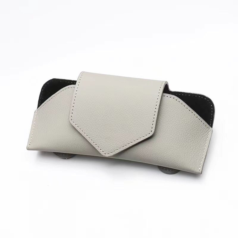 Leather Car Glasses Box Sun Visor High-end Sunglasses Frame Car Refueling Card Holder Car Sunglasses Storage Box