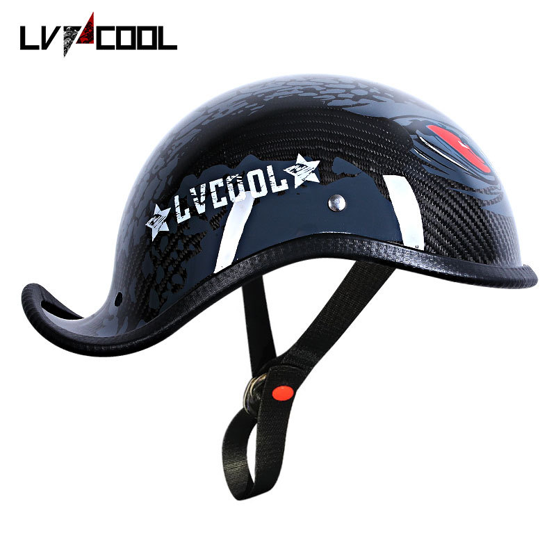 Comercio exterior casco transfronterizo motocicleta casco de fibra de carbono masculino Harley Scoop casco femenino retro motocicleta medio casco verano