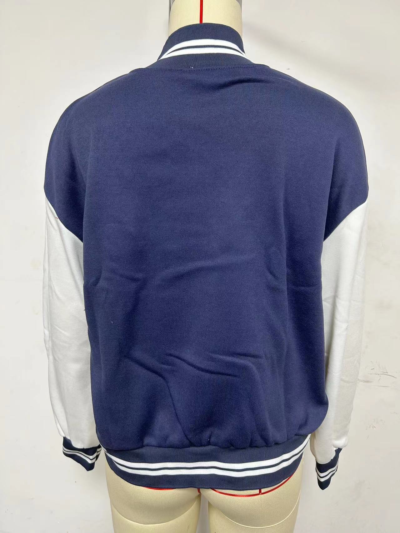 Women's Casual Printed Sweatshirt Jacket Versatile Baseball Top_voghion.com