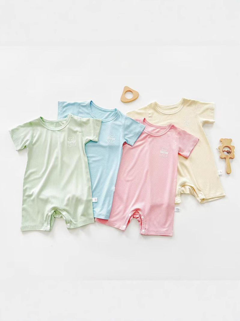 2025 Summer Class A Boneless Cool Modal Short Sleeve Thin Newborn Baby Onesie Climbing Clothes Air Conditioning Clothes