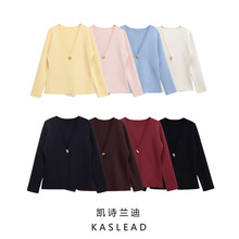 2025夏季新款女装 欧美风时尚简约V领长袖针织外套 4192005 712