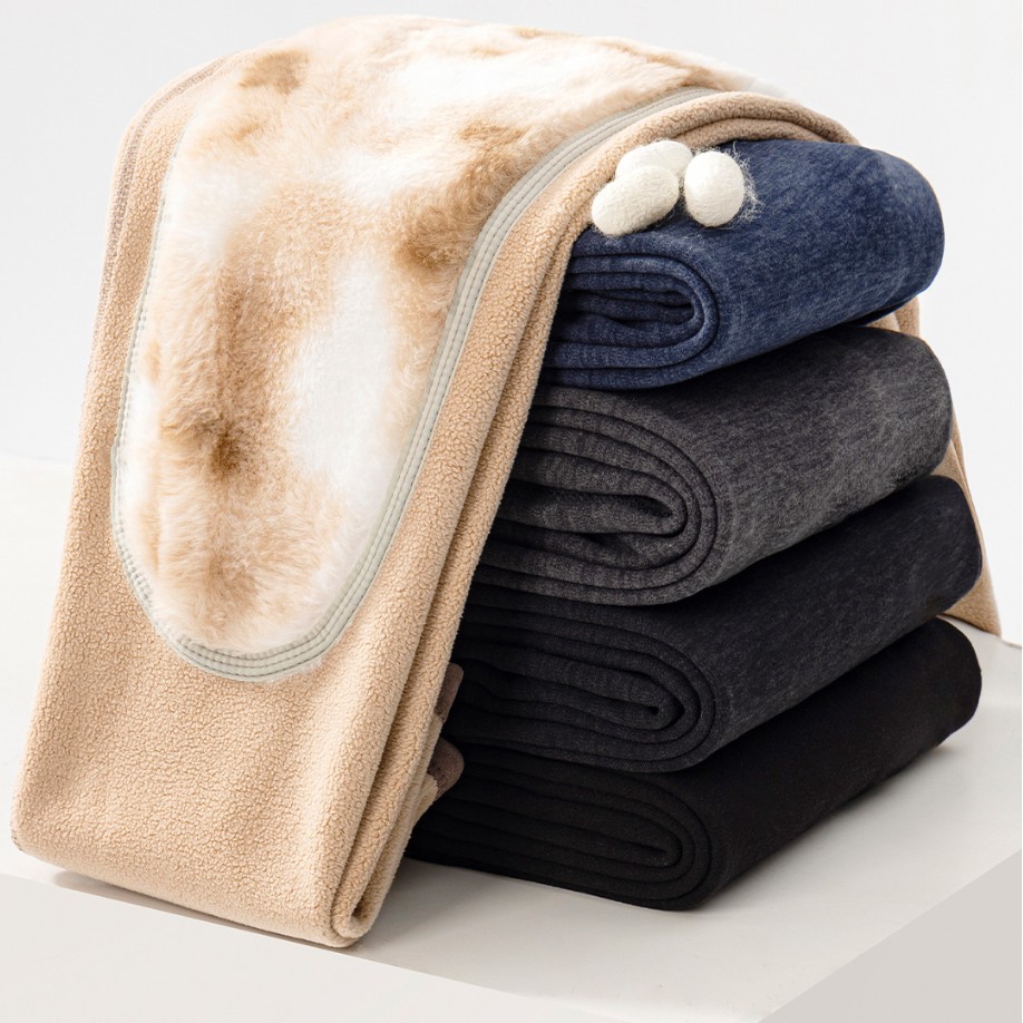 New Ferret Fur Extended Knee Pads Thermal Pants for Men and Women, Fleece-Lined Knee Patches, High-Elasticity Thermal Storage Leggings