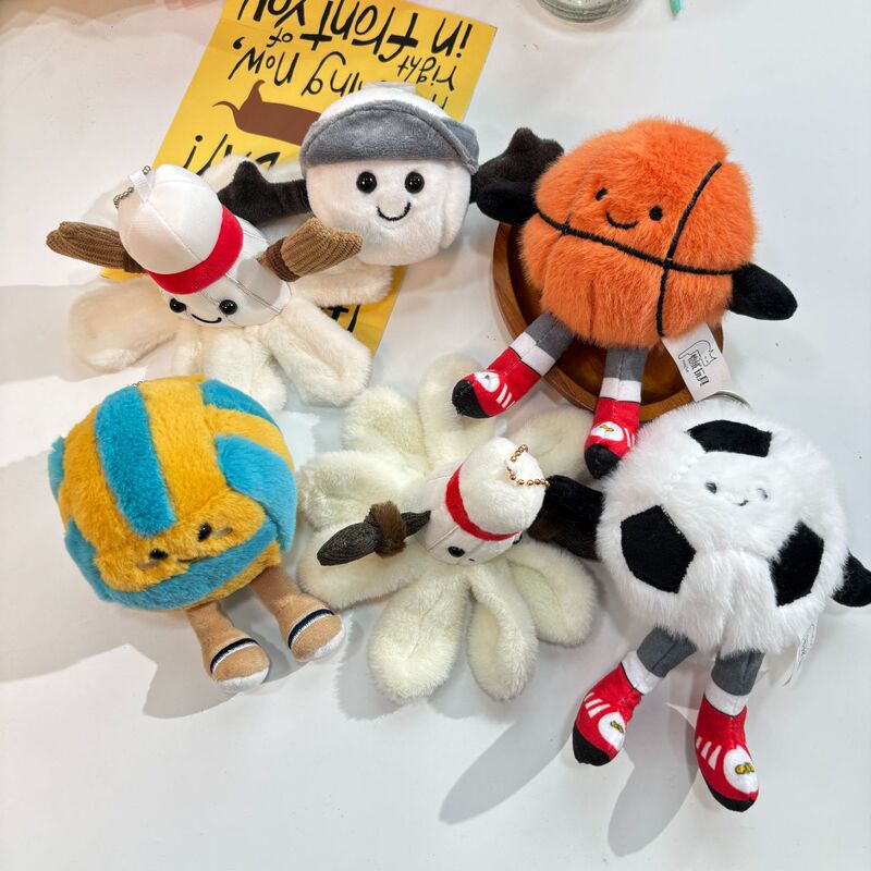 かわいいバスケットボールとサッカーの小さなペンダントぬいぐるみ人形バドミントンスポーツバッグペンダントキーホルダー人形|undefined
