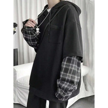 W 10488 Couple Plaid Hoodie Set ���¸�����ñ������